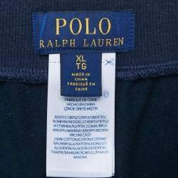Pre Owned Polo Ralph Lauren Navy Blue Logo Embroidered Cotton Joggers XL