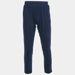 Pre Owned Polo Ralph Lauren Navy Blue Logo Embroidered Cotton Joggers XL