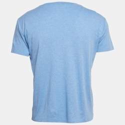 Pre Owned Polo Ralph Lauren Blue Logo Embroidery Cotton Custom Slim Fit T-Shirt M