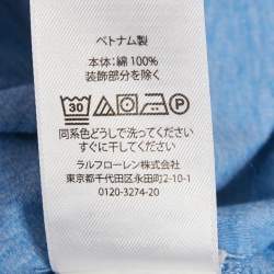 Pre Owned Polo Ralph Lauren Blue Logo Embroidery Cotton Custom Slim Fit T-Shirt M