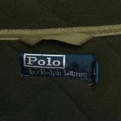 Pre Owned Polo Ralph Lauren Green Suede Trim Synthetic Quilted Jacket XL