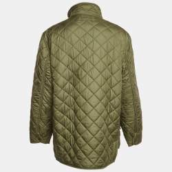 Pre Owned Polo Ralph Lauren Green Suede Trim Synthetic Quilted Jacket XL