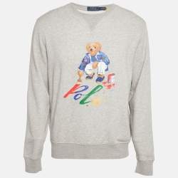 Pre Owned Polo Ralph Lauren Grey  Bear Print Cotton Blend Sweatshirt M