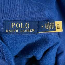 Pre Owned Polo Ralph Lauren Blue Polo Bear Print Cotton Hooded Sweatshirt M