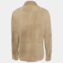 مملوكة مسبقًا قميص بولو رالف لورين جلد بني بأزرار أمامية مقاس كبير - لارج