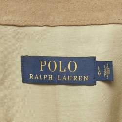 مملوكة مسبقًا قميص بولو رالف لورين جلد بني بأزرار أمامية مقاس كبير - لارج