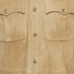 مملوكة مسبقًا قميص بولو رالف لورين جلد بني بأزرار أمامية مقاس كبير - لارج