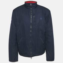 Pre Owned Polo Ralph Lauren Navy Blue /Red Synthetic Quilted Reversible Cross Country Jacket XL 