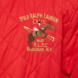 Pre Owned Polo Ralph Lauren Navy Blue /Red Synthetic Quilted Reversible Cross Country Jacket XL