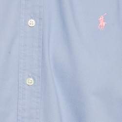 Pre Owned Polo Ralph Lauren Blue Logo Embroidered Cotton Shirt L