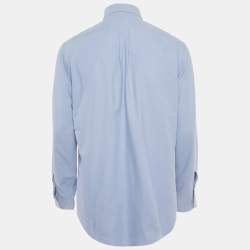 Pre Owned Polo Ralph Lauren Blue Logo Embroidered Cotton Shirt L