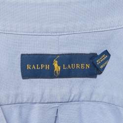 Pre Owned Polo Ralph Lauren Blue Logo Embroidered Cotton Shirt L