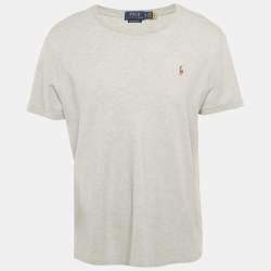 Pre Owned Polo Ralph Lauren Grey Mélange Cotton Custom Slim Fit T-Shirt XL