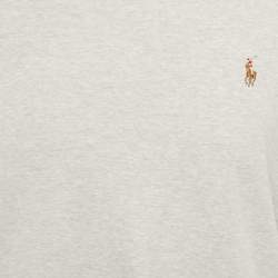 Pre Owned تي شيرت بولو رالف لورين رمادي مزيج القطن تصميم نحيف مخصص مقاس كبير جدًا (إكسترا لارج)