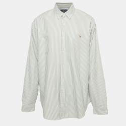 Pre Owned Ralph Lauren Green/White Striped Cotton Classic Fit Shirt XXL