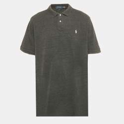 Pre Owned Polo Ralph Lauren Grey Logo Embroidered Cotton Classic Fit Polo T-Shirt XXL