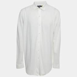 Pre Owned Polo Ralph Lauren White Knit Oxford Long Sleeve Shirt XXL