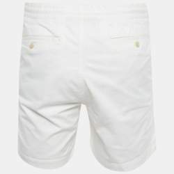 Pre Owned Polo Ralph Lauren White Logo Embroidered Cotton Stretch Fit Shorts L