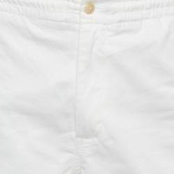 Pre Owned Polo Ralph Lauren White Logo Embroidered Cotton Stretch Fit Shorts L