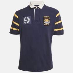 مملوكة مسبقًا Polo Ralph Lauren Blue Applique Cotton Polo T-Shirt L