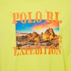 Pre Owned Polo Ralph Lauren Yellow Graphic Print Jersey T-Shirt XL