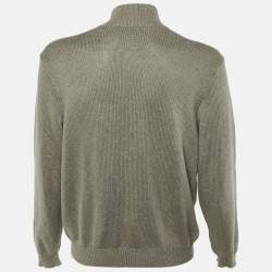 Pre Owned Polo Ralph Lauren Grey Cotton Knit High Neck Sweater L