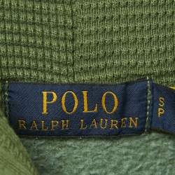 Pre Owned Polo Ralph Lauren Green Printed Cotton Hoodie S