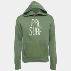 Pre Owned Polo Ralph Lauren Green Printed Cotton Hoodie S