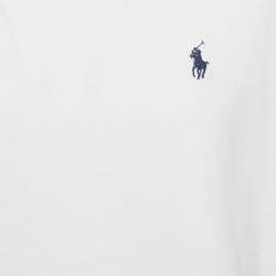 Pre Owned Polo Ralph Lauren White Logo Embroidered Cotton Crewneck T-Shirt XL