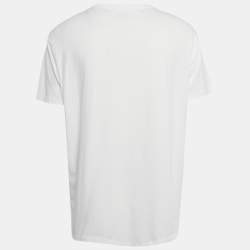 Pre Owned Polo Ralph Lauren White Logo Embroidered Cotton Crewneck T-Shirt XL