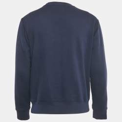 Pre Owned Polo Ralph Lauren Navy Blue Logo Print Cotton Blend Sweatshirt S 