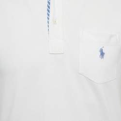 Pre Owned Polo Ralph Lauren White Cotton Custom Slim Fit Polo T-Shirt S