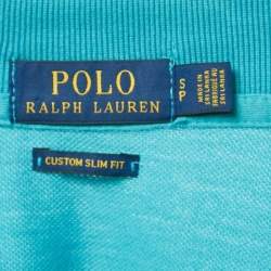 Pre Owned Polo Ralph Lauren Blue Logo Embroidered Cotton Polo T-Shirt S