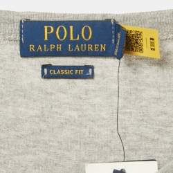 Pre Owned Polo Ralph Lauren Grey Logo Print Jersey T-Shirt XXL