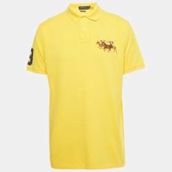 Pre Owned Polo Ralph Lauren Yellow Cotton Custom Slim Fit Polo T-Shirt XL