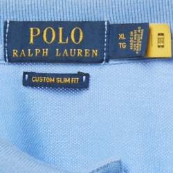 Pre Owned Polo Ralph Lauren Blue Logo Embroidered Pique Polo T-Shirt XL