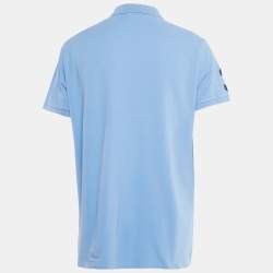 Pre Owned Polo Ralph Lauren Blue Logo Embroidered Pique Polo T-Shirt XL