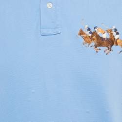 Pre Owned Polo Ralph Lauren Blue Logo Embroidered Pique Polo T-Shirt XL