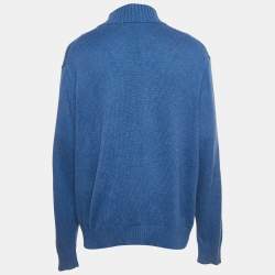 Pre Owned Polo Ralph Lauren Blue Wool Rib Knit Sweater XXL