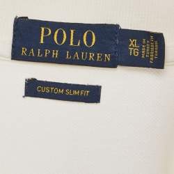 Pre Owned Polo Ralph Lauren White Pique Custom Slim Fit Polo T-Shirt XL