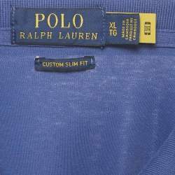 مملوكة مسبقًا Polo Ralph Lauren Blue Jersey Custom Slim Fit Polo T-Shirt XL