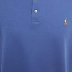 مملوكة مسبقًا Polo Ralph Lauren Blue Jersey Custom Slim Fit Polo T-Shirt XL