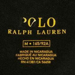 Pre Owned Polo Ralph Lauren Black Logo Embroidered Cotton Crewneck T-Shirt M