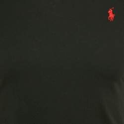 Pre Owned Polo Ralph Lauren Black Logo Embroidered Cotton Crewneck T-Shirt M
