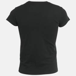 Pre Owned Polo Ralph Lauren Black Logo Embroidered Cotton Crewneck T-Shirt M