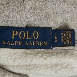 Pre Owned Polo Ralph Lauren Grey Polo Bear Print Cotton Hoodie L