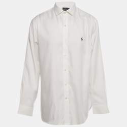Pre Owned Polo Ralph Lauren White Logo Embroidered Cotton Shirt XL