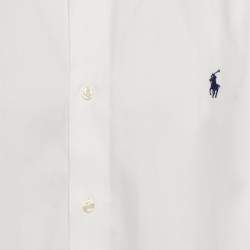 Pre Owned Polo Ralph Lauren White Logo Embroidered Cotton Shirt XL