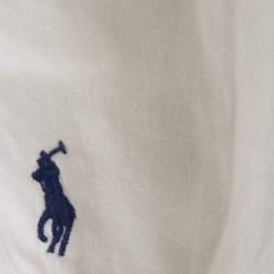 Pre Owned Polo Ralph Lauren White Logo Embroidered Linen Shirt XL