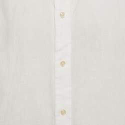 Pre Owned Polo Ralph Lauren White Logo Embroidered Linen Shirt XL